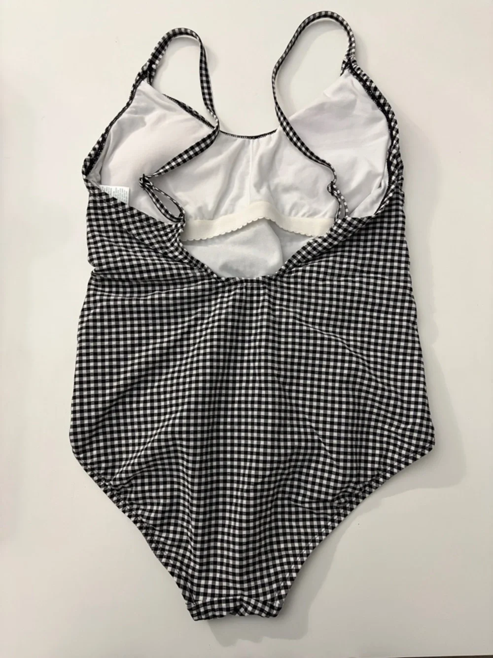 Kona Sol Black & White Gingham Full Seat Coverage One Piece Swimsuit Size Large - Picture 2 of 4
